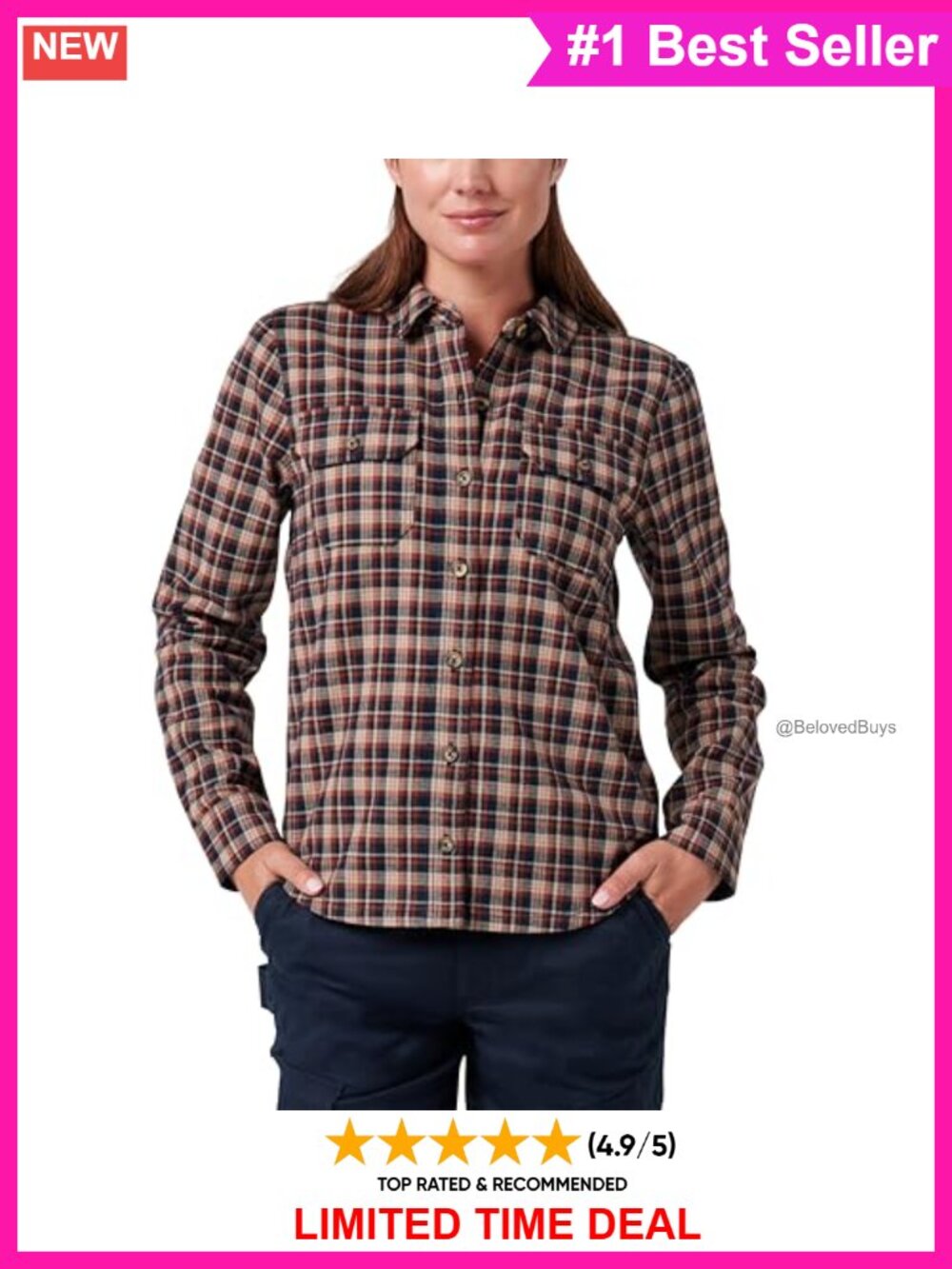 Plaid Flannel Shirt Long Sleeve Button Down Workwear